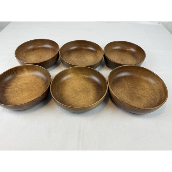 Set of 6 Vtg Woodbury Woodware Hand Turned 6" Salad Bowls - Shelburne VT - Picture 1 of 11